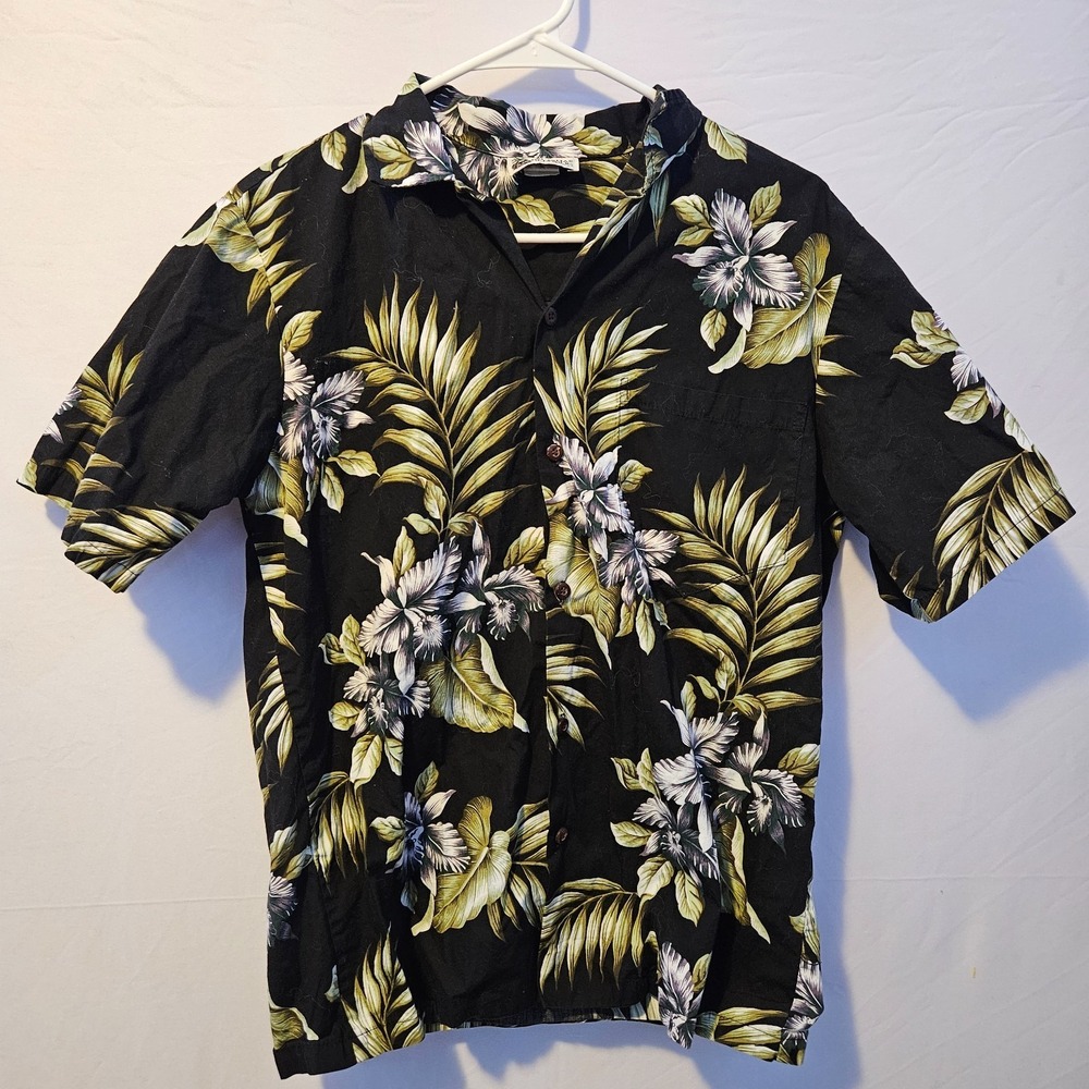 Vintage Aloha Republic Shirt Men's Size M Hawaiian Button Up Black